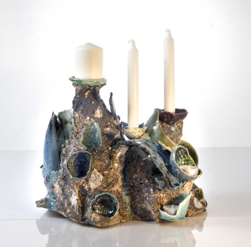 abstract ceramic mount as candleholder