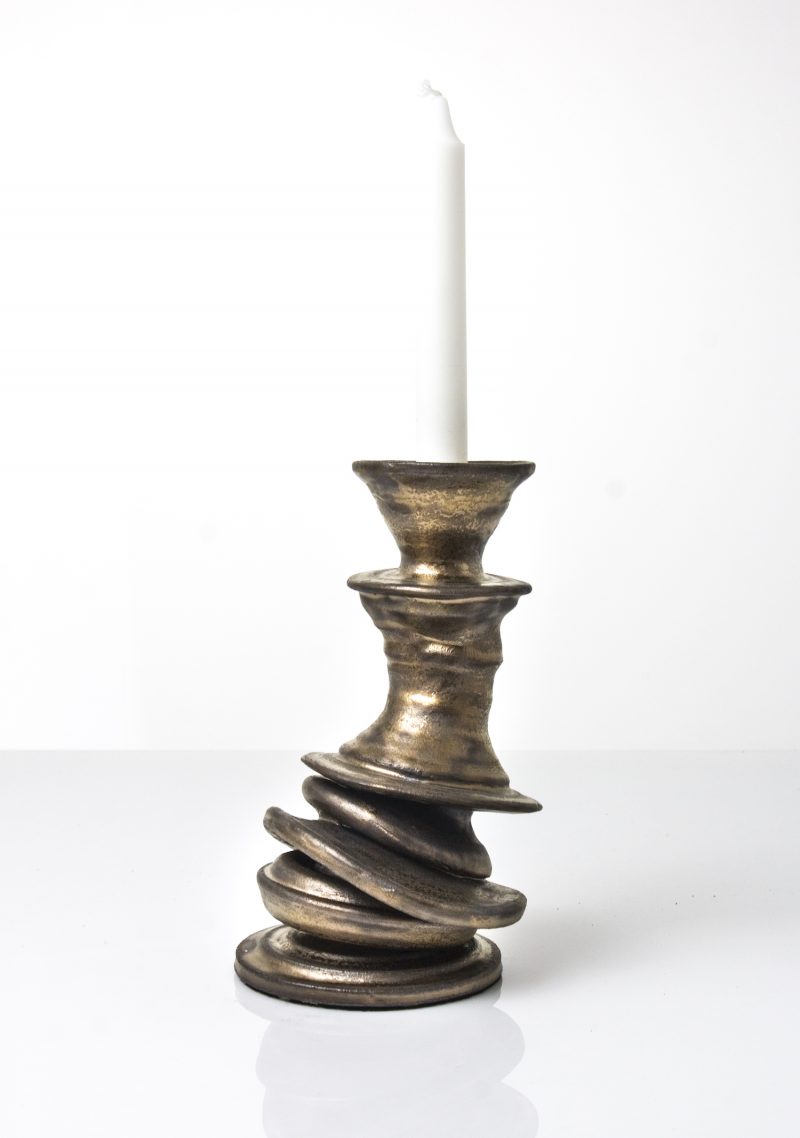 ceramic gold glazed candleholder 23 cm
