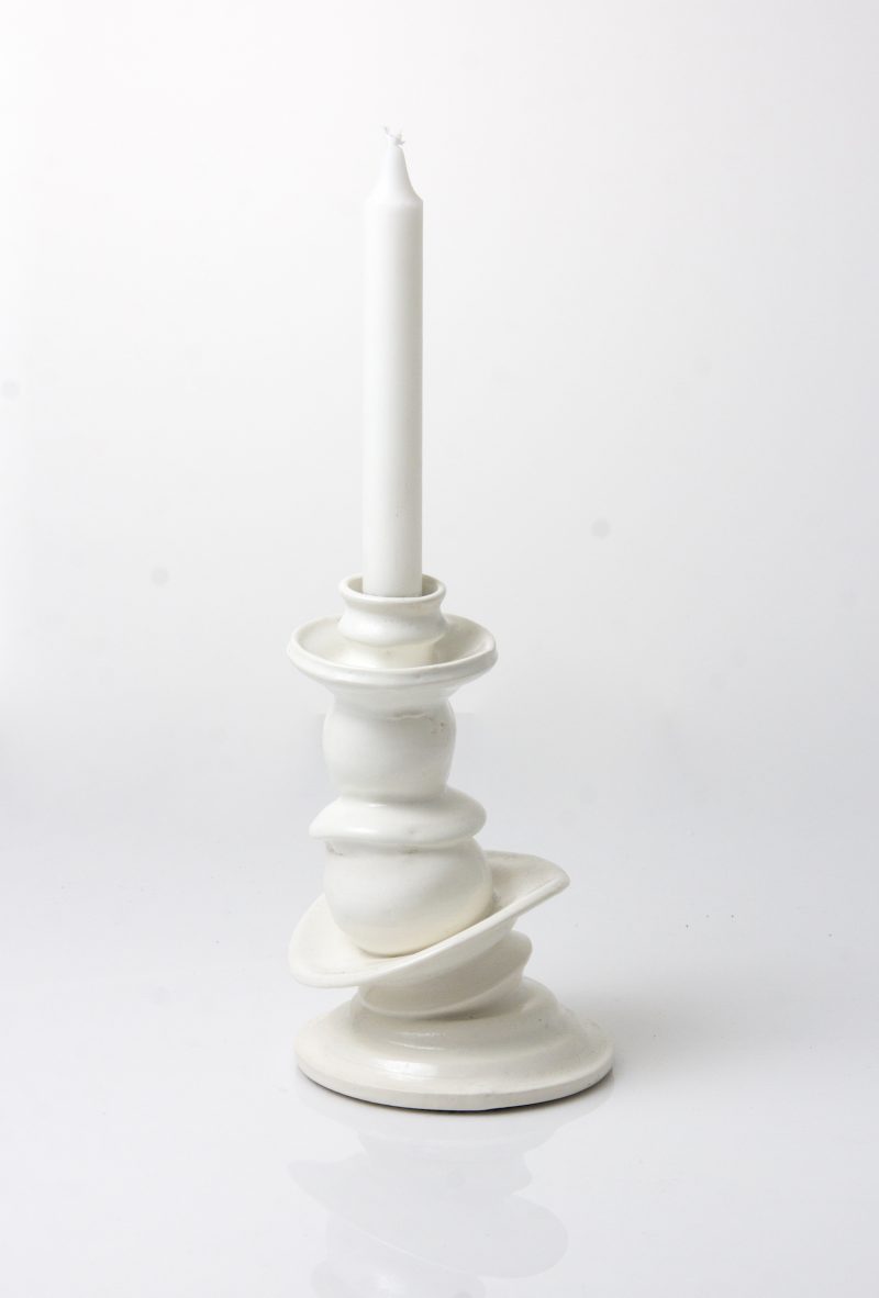 white ceramic candleholder 20cm