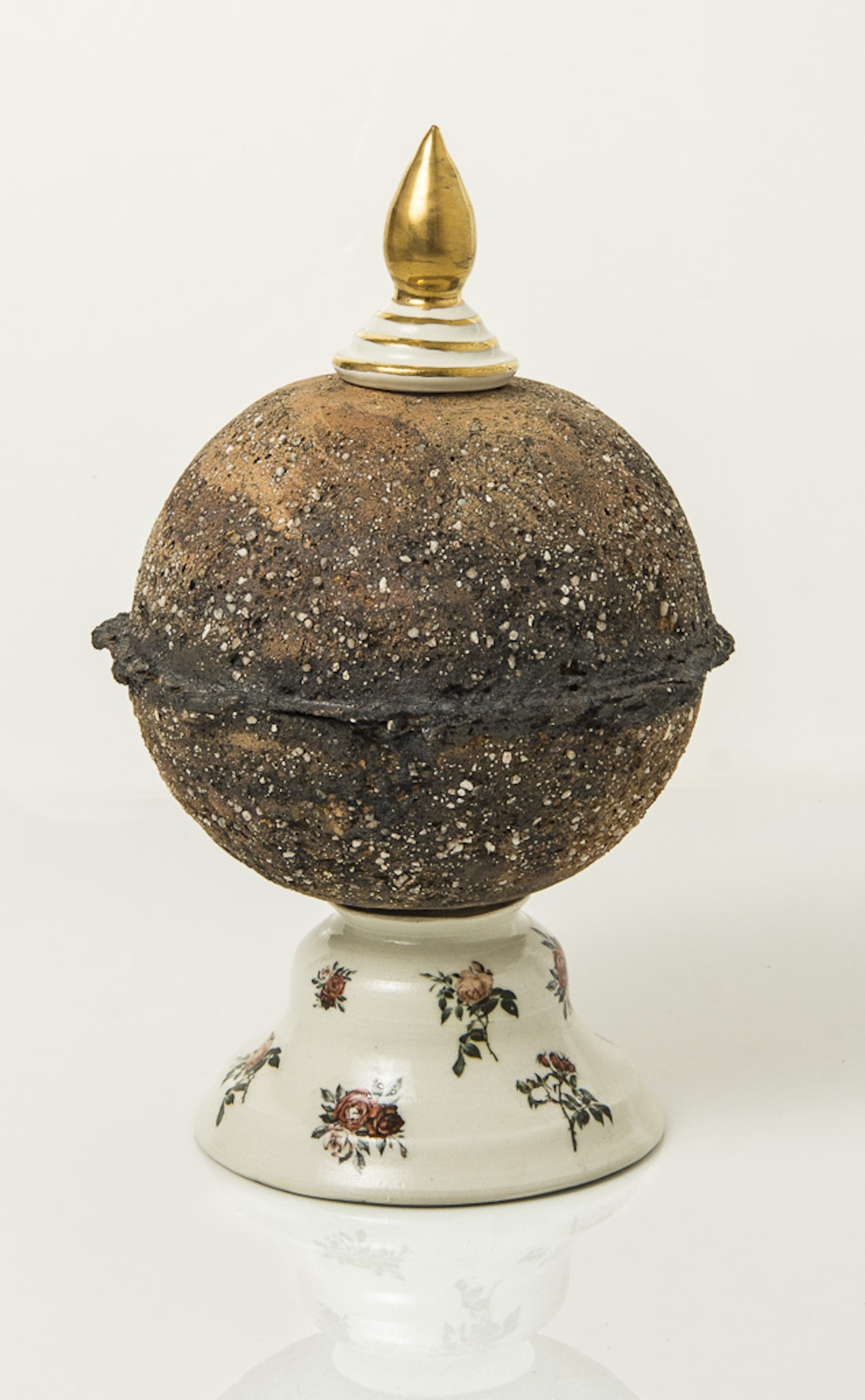 ceramic globe sculpture with bottle stopper