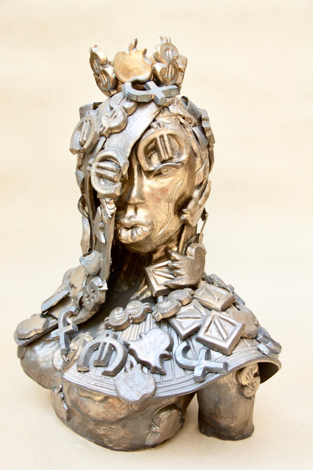ceramic bronze sculpture of woman