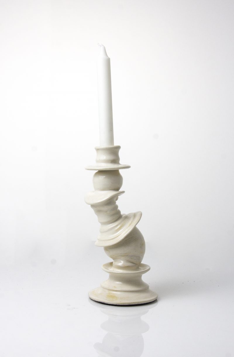 white ceramic candleholder 25 cm