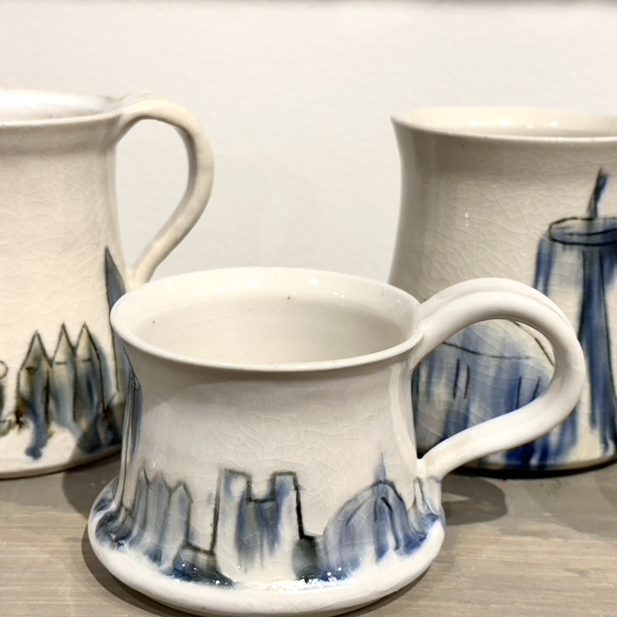 Blue City Mugs – functional ceramic by Catharina Goldnau, Toronto