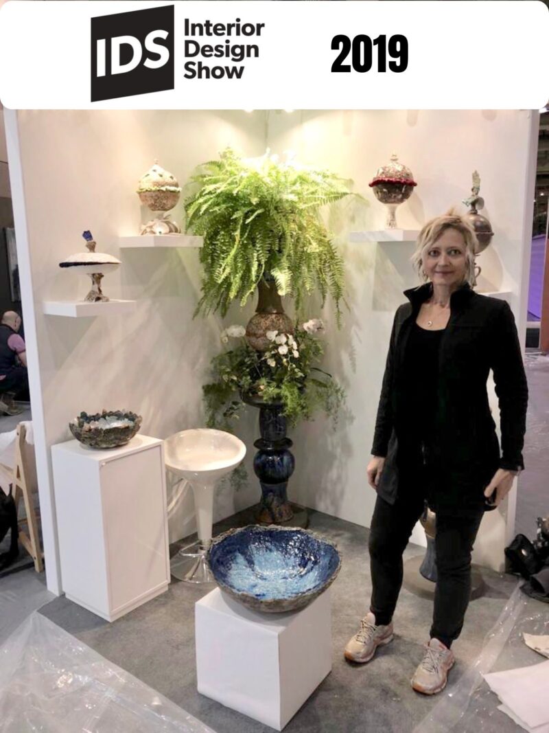 Catharina Goldnau at her booth in the Studio North section of the Interior Design Show, Toronto Convention Centre, 2019