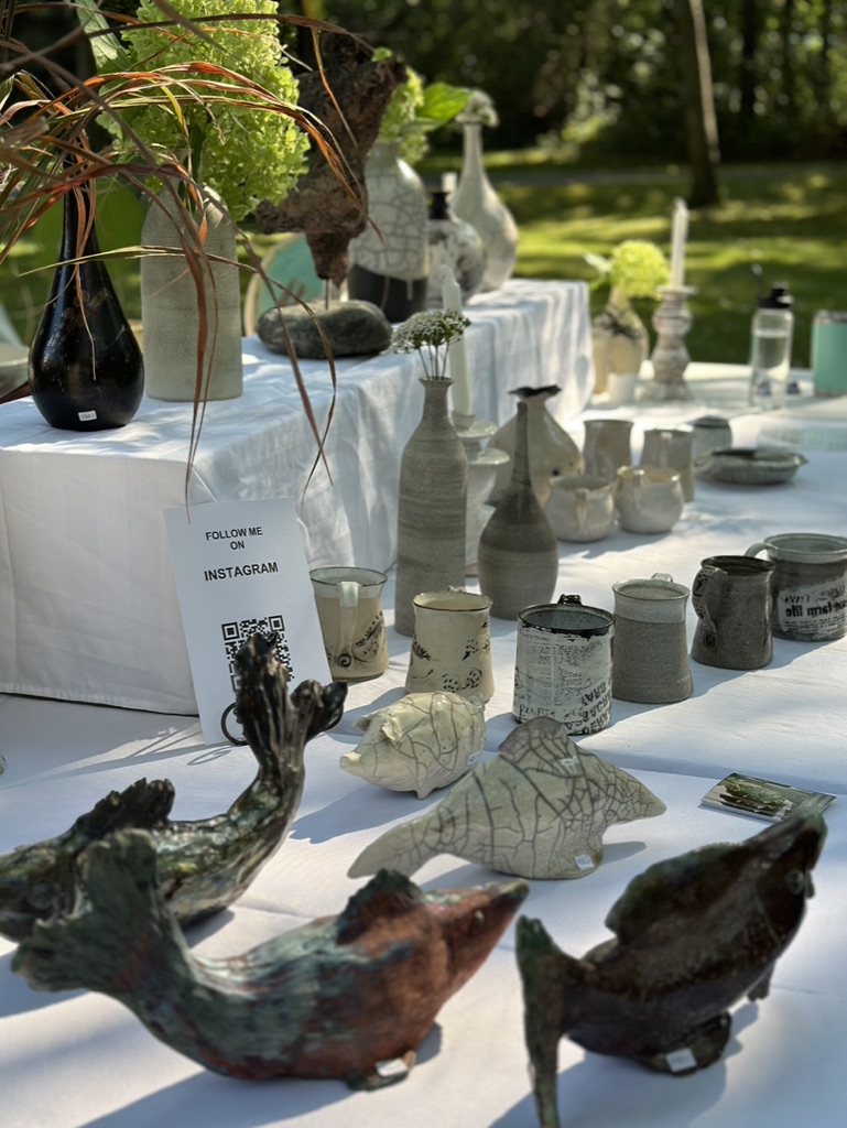 Ceramic sculptures and vessels on display at the Uxbridge Studio Tour